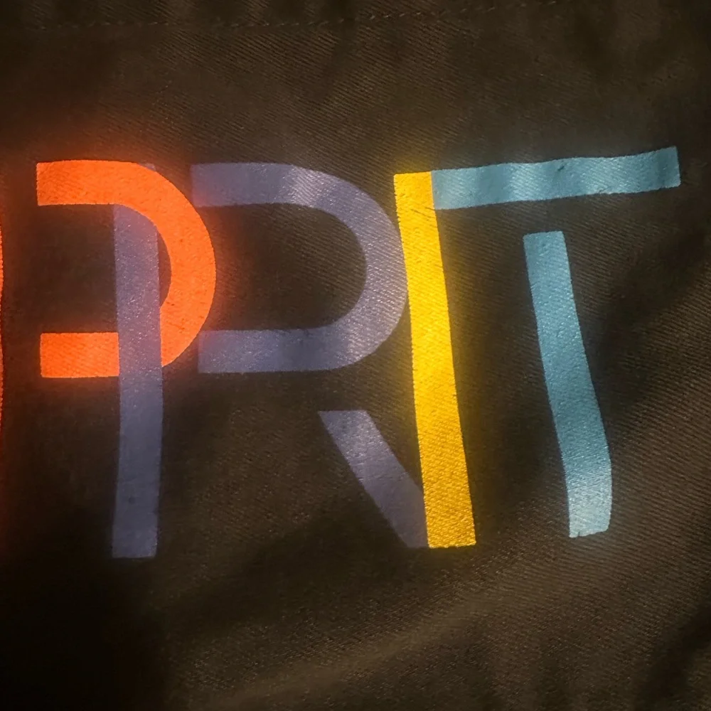 Esprit Vintage Tote Bag Black Multicolor Esprit Logo Front Pocket Handles Casual - Picture 8 of 14